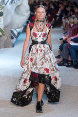 Pretty Spring 2019 Alexander McQueen by Sarah Burton Crisp White Cotton & Red Floral Print Dress