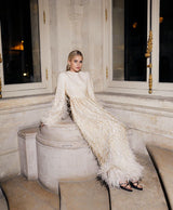 Extraordinary Resort 2020 Valentino by Pierpaolo Piccioli Ivory Silk Beaded Feather Dress