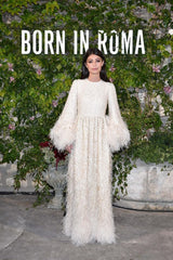 Extraordinary Resort 2020 Valentino by Pierpaolo Piccioli Ivory Silk Beaded Feather Dress
