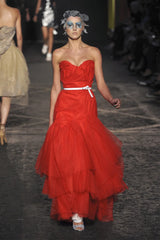 Spring 2012 Vivienne Westwood Runway Look 48 Red Silk Tulle Corset Dress w Full Netted Skirt