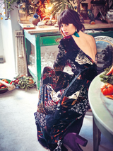 Fall 2015 Chloe by Clare Waight Keller Velvet Closing Runway Look 45 Velvet Patchwork Dress