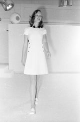 Minimalist Spring 1973 Courreges Numbered Haute Couture Blue Snap Front Jacket & Matching Skirt