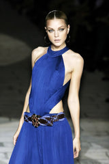 Very Rare Spring 2007 Roberto Cavalli Green Pleated Silk Chiffon Dress w Open Back & Sides