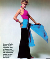 Iconic Spring 1985 Yves Saint Laurent Runway Pink & Black One Shoulder Dress w Blue Swag