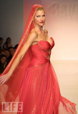 Fall 2001 Red & Gold Bob Mackie Cut Out Gown