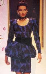 Fall 1987 Ady Couture Lausanne for Givenchy Iridescent Purple Metallic Dress w Velvet Bow