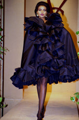 Fall 1988 Yves Saint Laurent Haute Couture Runway Look 79 Strapless Dress w Bows & Matching Cape