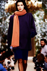 Documented Fall 1985 Yves Saint Laurent Haute Couture Runway Look 43 Purple Over-sized Cut Tunic