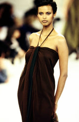 Easy to Wear Fall 1994 Bill Blass Red Silk Crepe Gathered Front Halter Dress