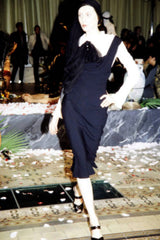 Fantastic Spring 1999 John Galliano Runway Look 11 Black Bias Cut Dress w Wide Strap Open Back