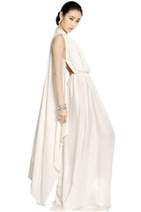 Resort 2014 Givenchy by Riccardo Tisci Off White Silk Chiffon Dress w Caped & Open Back