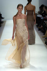 Superb Fall 2005 Richard Tyler Version of Runway Strapless Pale Blue & Ivory Silk Organza Dress