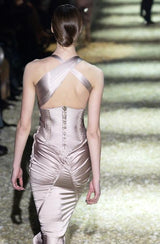 Incredible Fall 2003 Gucci by Tom Ford Look 40 Runway Dress in Pale Dusty Pink Silk w Grommet Detailing