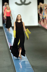 Chic Spring 2000 Chanel by Karl Lagerfeld Runway Sleeveless Black Jersey Tent Swing Dress
