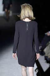 Chic & Simple Fall 2001 Gucci by Tom Ford Runway Look 20 Black Silk Side Zipper Sheath Dress