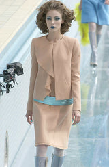 Minimalist Fall 2000 Chanel by Karl Lagerfeld Haute Couture Runway Look 11 Black Dress & Jacket Suit