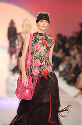 Dreamy Spring 2002 Blumarine Runway Black Silk Net & Chiffon Floral Sequin & Bead Dress