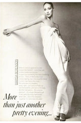 1976 Halston Strapless Iconic Front Tie Bias Cut Dress in White Jersey