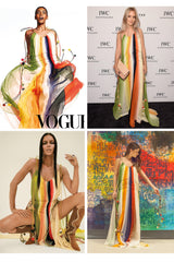 Spring 2016 Chloe by Clare Waight Keller Runway Look 24 Hand Dyed Multicolor Silk Chiffon Dress