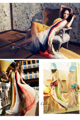 Spring 2016 Chloe by Clare Waight Keller Runway Look 24 Hand Dyed Multicolor Silk Chiffon Dress