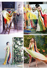 Spring 2016 Chloe by Clare Waight Keller Runway Look 24 Hand Dyed Multicolor Silk Chiffon Dress