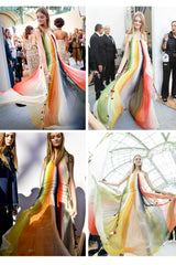 Spring 2016 Chloe by Clare Waight Keller Runway Look 24 Hand Dyed Multicolor Silk Chiffon Dress
