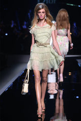 Phenomenal Cruise 2011 Christian Dior by John Galliano Red Silk Chiffon Dress w Pleated Detailing