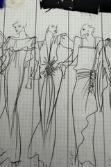 Fantastic Spring 1982 Yves Saint Laurent Haute Couture Runway Unlabeled Black & White Print Plunge Dress