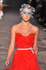 Spring 2012 Vivienne Westwood Runway Look 48 Red Silk Tulle Corset Dress w Full Netted Skirt