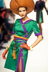 Spring 1993 Yves Saint Laurent Pink & Turquoise Enamel Button Dress