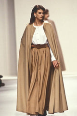 Iconic Fall 1988 Yves Saint Laurent Runway Chic & Minimalist Feeling Taupe Full Length Wool Cape