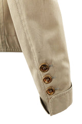 Early-mid 2000s Burberry Khaki & Gold Button Hip Flare Jacket