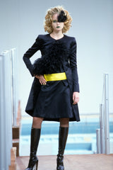 Classic Fall 2000 Chanel by Karl Lagerfeld Haute Couture Pleated Top & Black Silk Dress