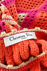 Prettiest Resort 2012 Christian Dior Hand Crocheted Pink & Orange Geometric Halter Dress