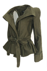 Fall 2014 Isabel Marant Runway Flared Hip Khaki Tie Waist Jacket