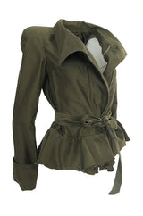 Fall 2014 Isabel Marant Runway Flared Hip Khaki Tie Waist Jacket