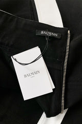 Spring 2015 Balmain Graphic Black and White Denim Mini Skirt