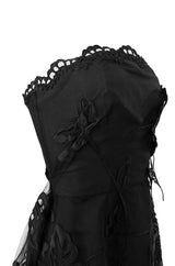 Fall 2006 Bill Blass Strapless Strapless Black Applique Floral & Net Dress