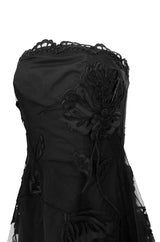 Fall 2006 Bill Blass Strapless Strapless Black Applique Floral & Net Dress