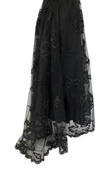 Fall 2006 Bill Blass Strapless Strapless Black Applique Floral & Net Dress