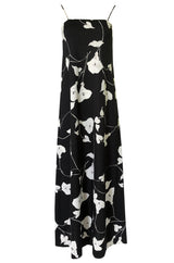 1970s Luis Estevez Black & White Lilly Print Easy to Wear Jersey Dress