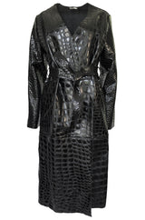 Fall 2017 The Attico 'Maria' Crocodile Embossed Glossed Leather Wrap Coat