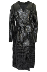 Fall 2017 The Attico 'Maria' Crocodile Embossed Glossed Leather Wrap Coat