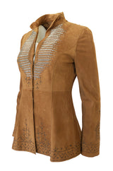 1990s Alberto Ferretti Butter Soft Detailed & Beaded Suede Jacket