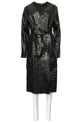 Fall 2017 The Attico 'Maria' Crocodile Embossed Glossed Leather Wrap Coat