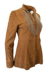 1990s Alberto Ferretti Butter Soft Detailed & Beaded Suede Jacket