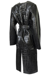 Fall 2017 The Attico 'Maria' Crocodile Embossed Glossed Leather Wrap Coat