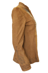 1990s Alberto Ferretti Butter Soft Detailed & Beaded Suede Jacket