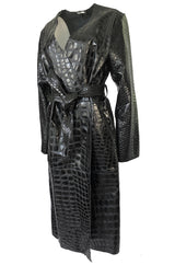 Fall 2017 The Attico 'Maria' Crocodile Embossed Glossed Leather Wrap Coat