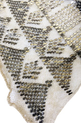 1920s Assuit Diamond & Tassel Design Hammered Metal & Net Scarf